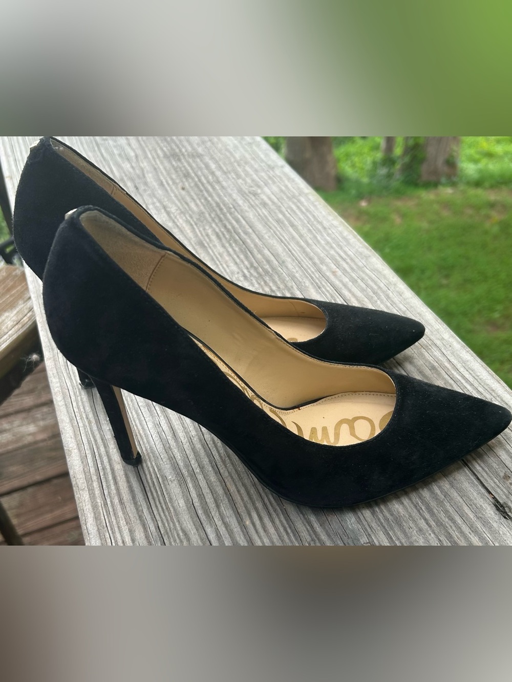 Sam Edelman Black Suede Pointed-Toe Stiletto Pumps
